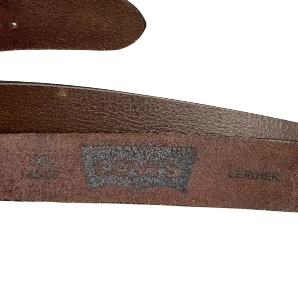Levi's Vintage Patina Distressed Dark Brown Leather Western Belt Men XL 42